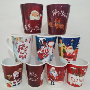 Caneca Plástica Cônica Natal Sortidas